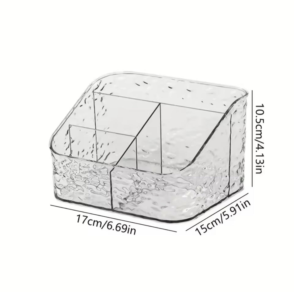3 And 4 Compartments Acrylic Cosmetic Organizer, Transparent Makeup And Skincare Product Holder, Office Desk Stationery Box