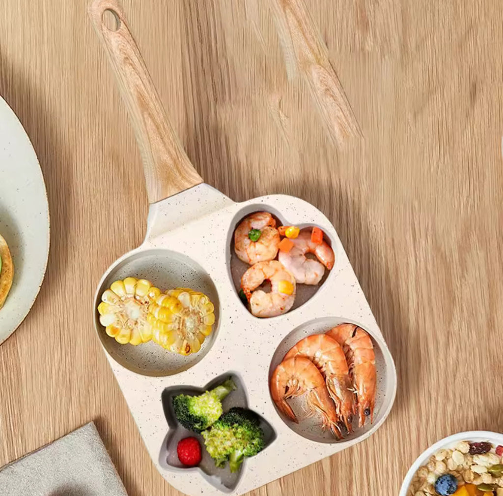 4 In 1 Heat Resistant Omelette Pan, Creative Heart Round Star Shape Frying Pan, Non Stick Frying Pan, Household Breakfast Maker Pan
