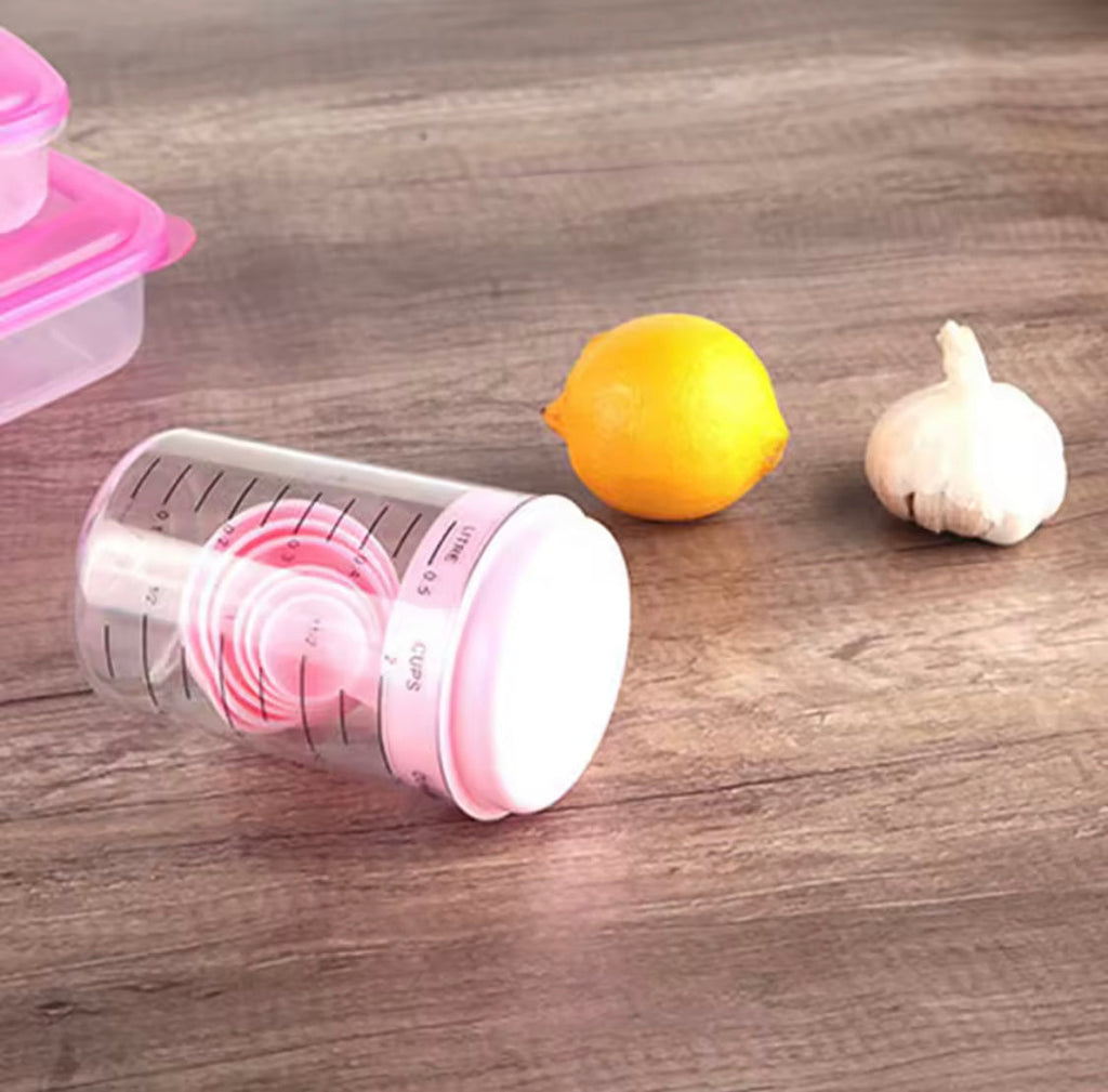 Mini Measuring Cup Set With Spoons, Plastic Mini Jar For Measuring, Portable Baking Measuring Cup With Spoons