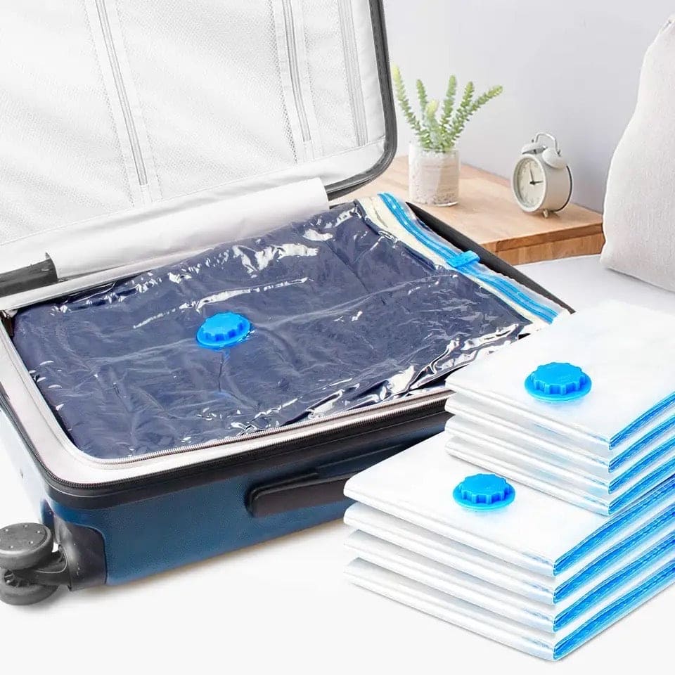 Set Of 5 Vacuum Storage Bags, Pillows Bedding Closet Home Organizer, Space Saver Vacuum Storage Bags, Vacuum Sealing Bag With Double Zip, Vacuum Sealer Bags for Comforters, Blankets, Bedding, Clothing