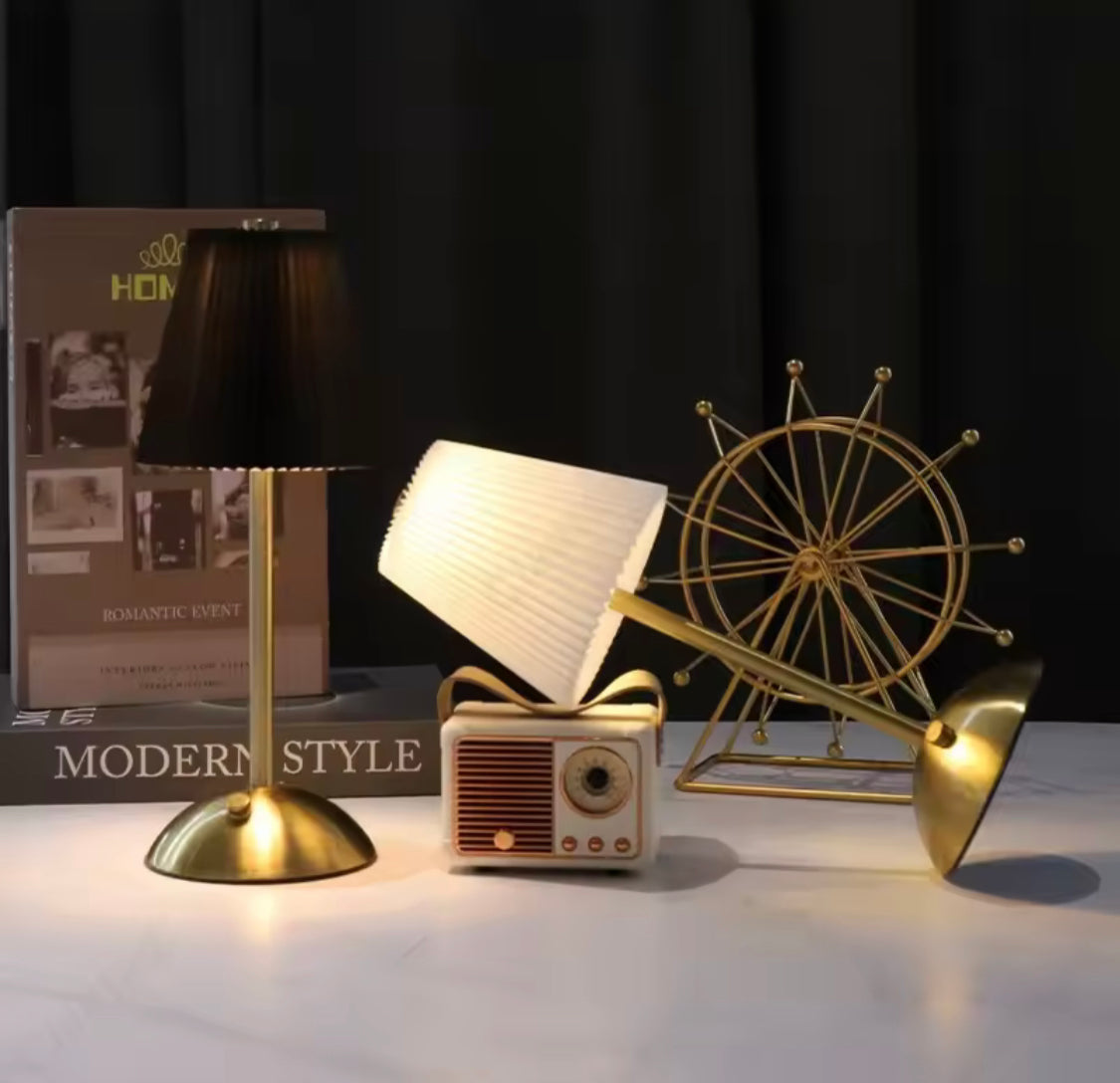 Nordic Decorative Lamp With Metal Base, 3 Colors Dimmable Shaded Night Lamp, Cordless Desk Lamp, Soft Light For Living Room Bedroom