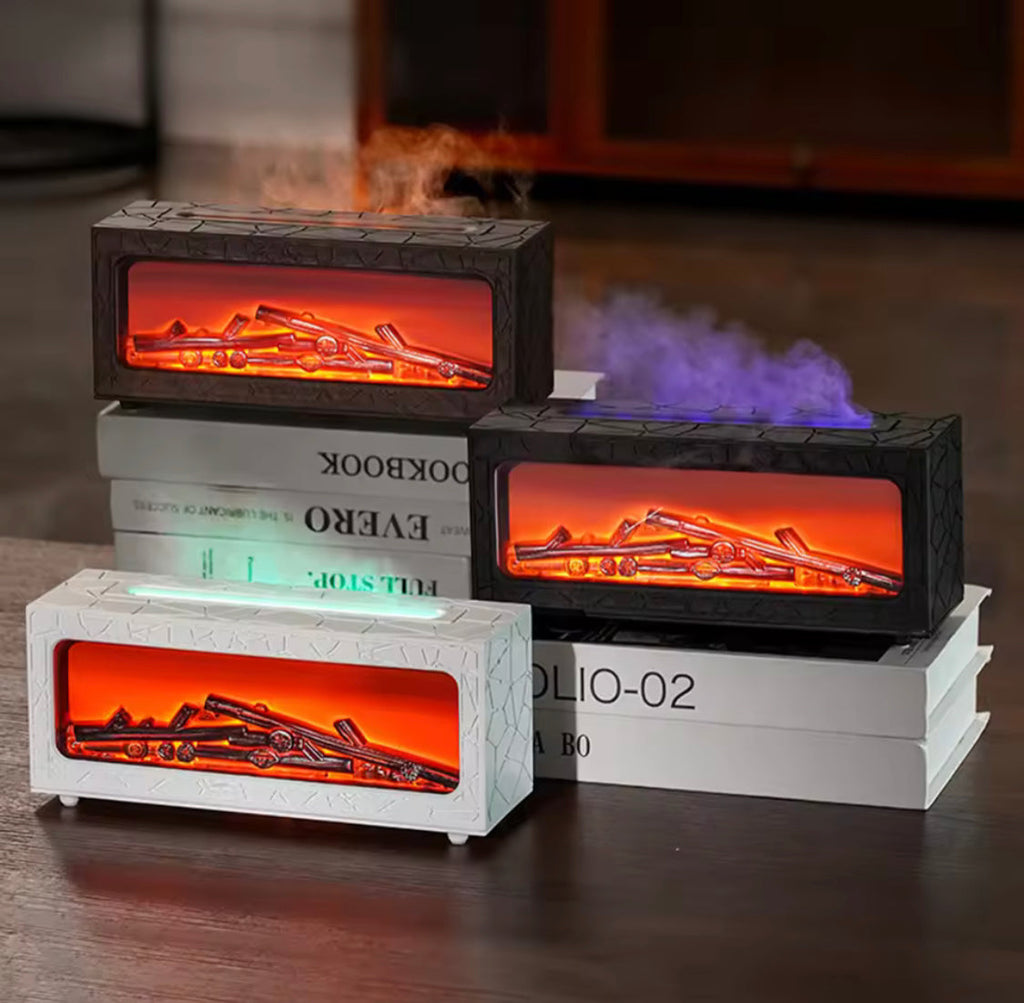 LED Fireplace Flame Diffuser, Colorful Flame Night Light Humidifier, Ultrasonic Mist Humidifier, Aroma Essential Oil Diffuser