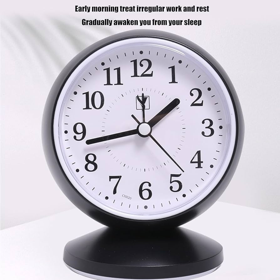 Analog Alarm Clock, Super Silent Non Ticking Small Clock, Easy Operate Bedside Analog Small Desk Clock