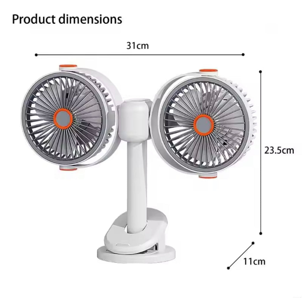 Dual Head Cooling Fan, Adjustable Desktop USB Fan, Double Head Wall Mounted Cooling Fan, Portable Office Desk Fan