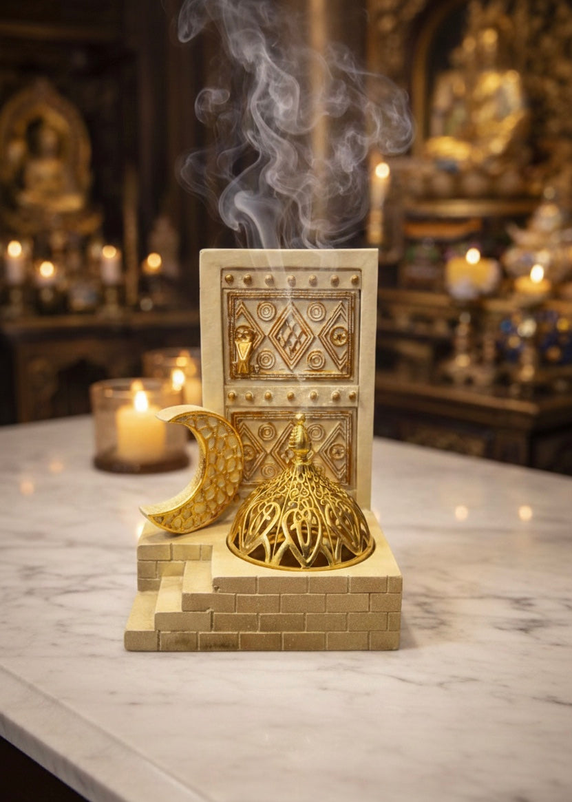 Ramadan LED Lanterns With Bakhoor Dan, Ramadan Bakhoor Burner, Luminous Crescent Oud Burner