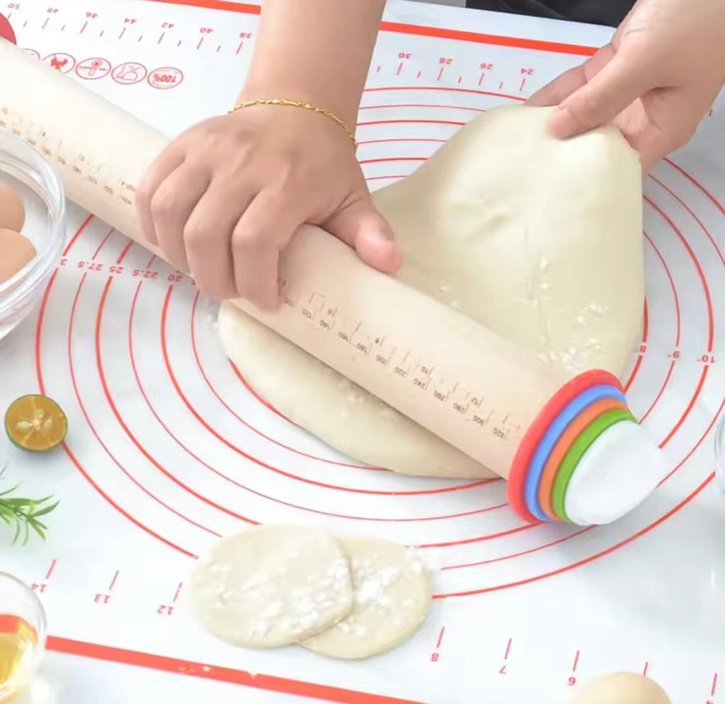Adjustable Rolling Dough Roller, Removable Ring Dough Mat, Detachable Stainless Steel Rings Dough Roller, Kitchen Roti Belan