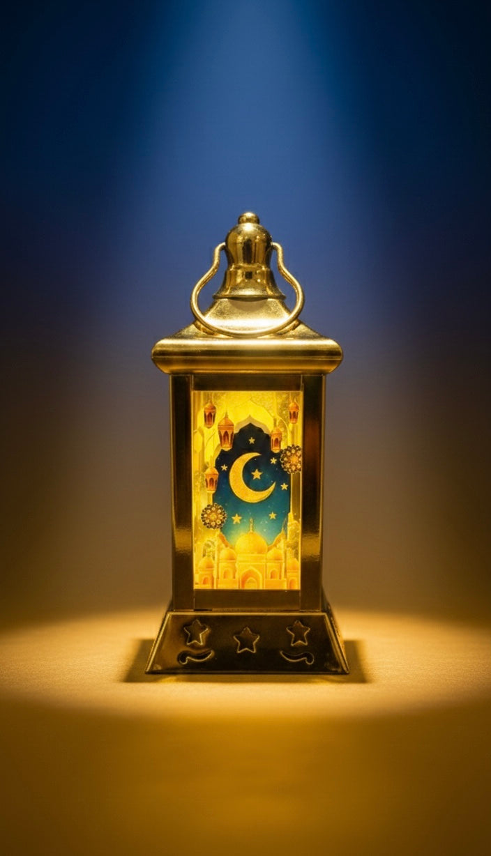 Luminous Glow Ramadan Lantern, Golden Silhouette Lantern, Portable Hanging Lantern