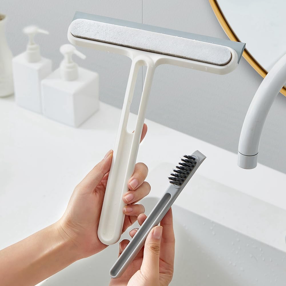 2 In 1 Silicone Wiper With Mini Brush, Car Windshield Wiper And Brush Cleaner, Glass Cleaner Scrapper With Mini Brush