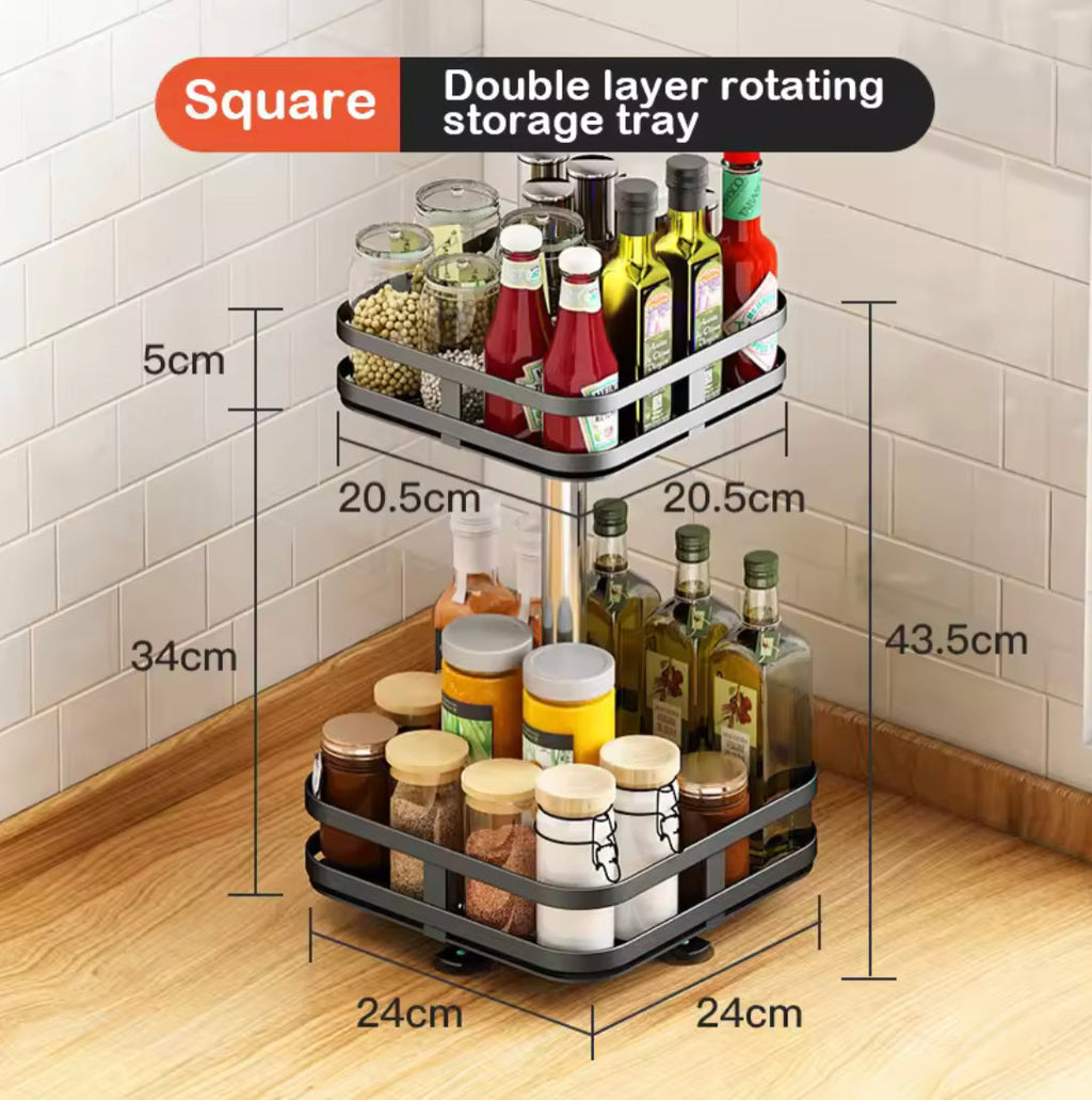 Rotating Countertop Spice Rack, Multipurpose Seasoning Spice Tray, Rotatable Spice Bottle Shelf Organizer