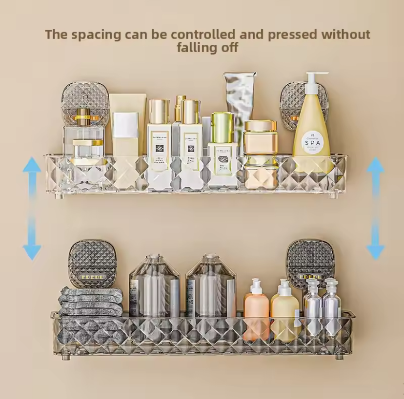 Shower Organizer No Drilling Shelves, Wall Mounted Suction Bathroom Organizer, Wall Mounted Washstand Organizer
