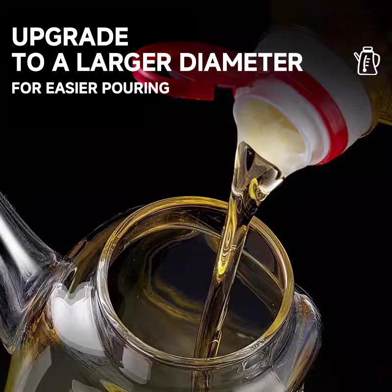 Borosilicate Glass Oil Jug, Kitchen Oil Jug, Glass Vinegar Pot With Lid, Glass Oil Dispenser For Kitchen
