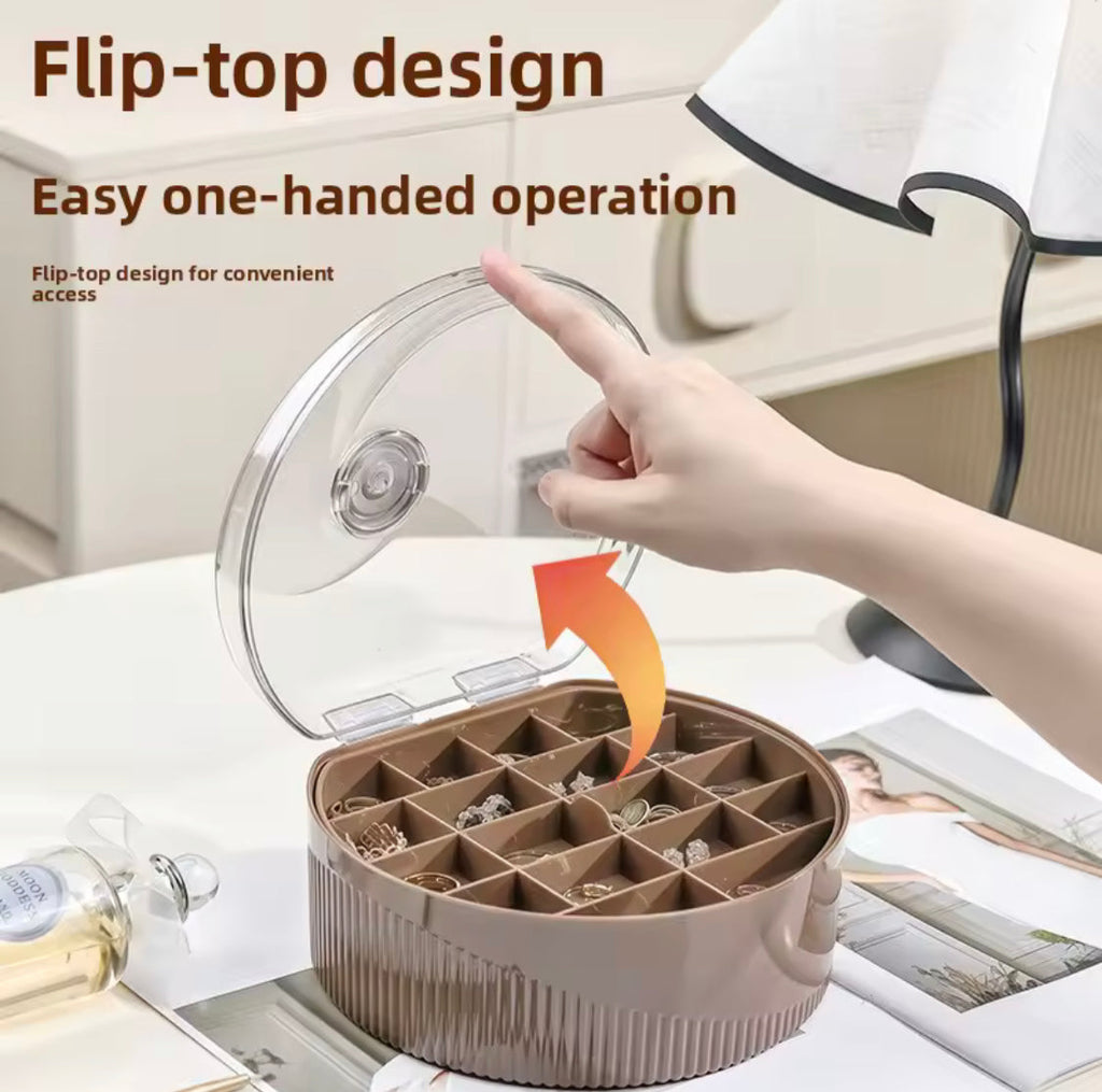 Elegant Multilayer Earrings Storage Box, Dust Proof Multiple Compartments Jewelry Box, Jewelry Box Organizer For Dressing Table