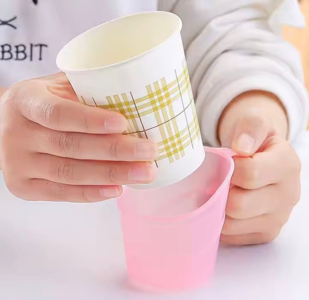 Set Of 6 Disposable Paper Cup Holder, Anti Scald Coffee Mug Holder, Heat Resistant Translucent Tea Cup Sleeve, Plastic Paper Cup Stand