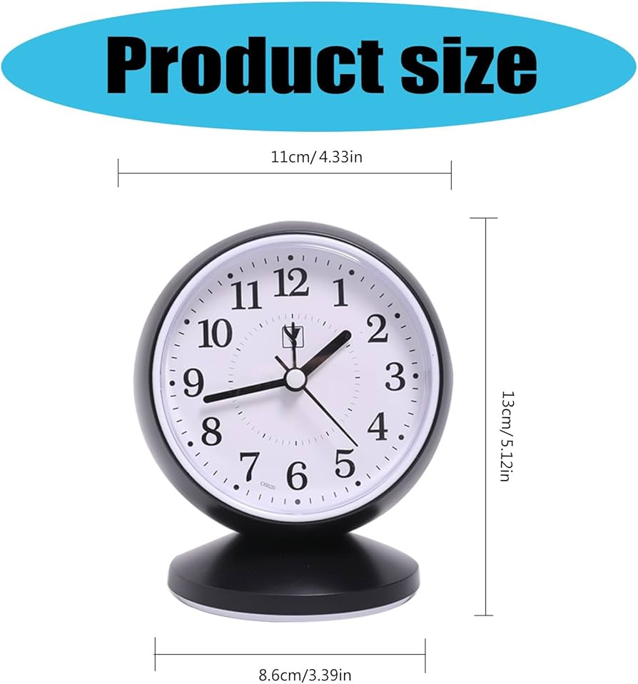 Analog Alarm Clock, Super Silent Non Ticking Small Clock, Easy Operate Bedside Analog Small Desk Clock