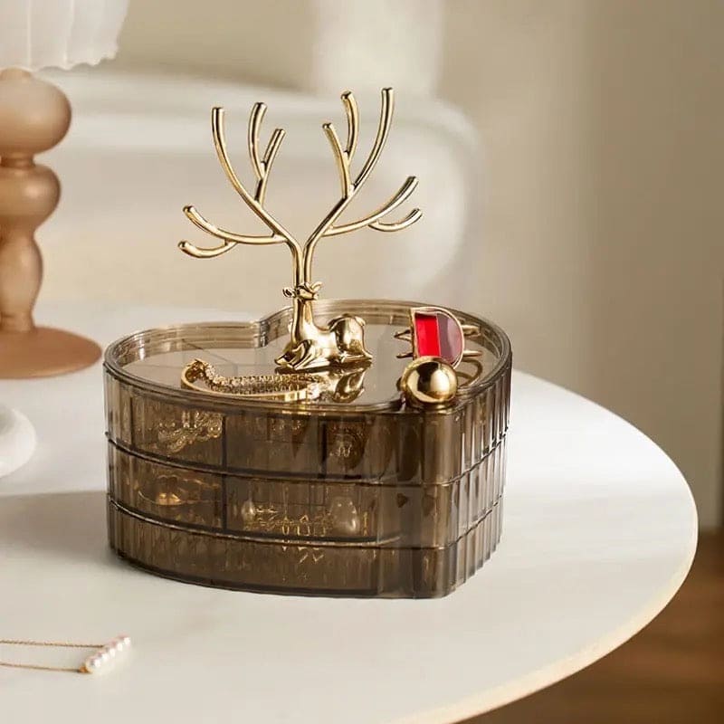 3 Layer Acrylic Deer Jewelry Organizer, Light Luxury Plastic Jewelry Box, Tabletop Jewelry Organizer