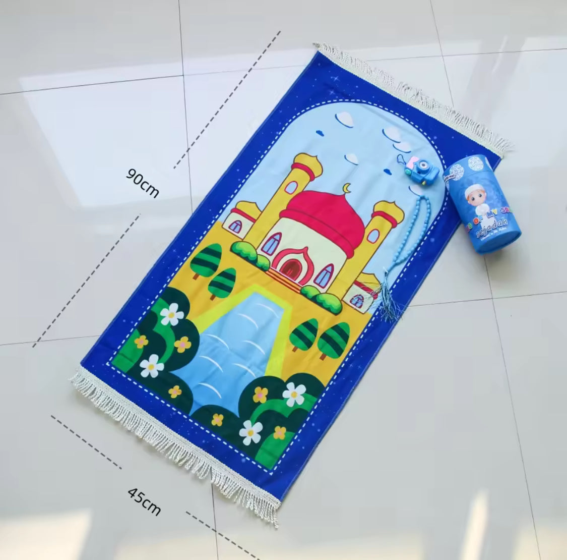 Kids Janamaz Rug With Gift Box, Children Prayers Mat With Tasbeh, Islamic Gifts Set With Prayers Beads With Coin Box, Kids Camera, Travel Prayer Mat