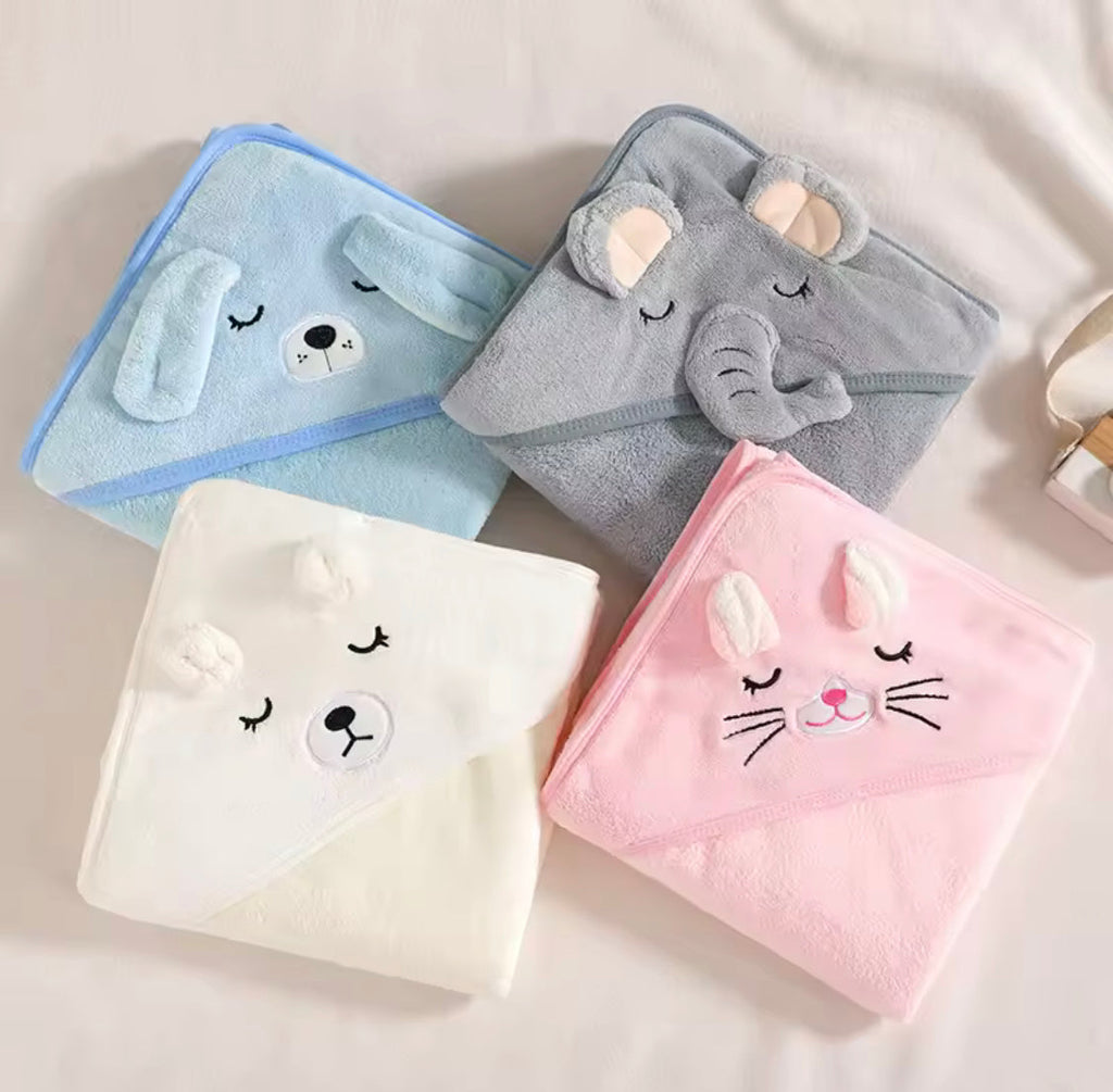 Cartoon Baby Bath Towel, Baby Cartoon Bathrobe, Baby Swaddling Blanket With Quilt