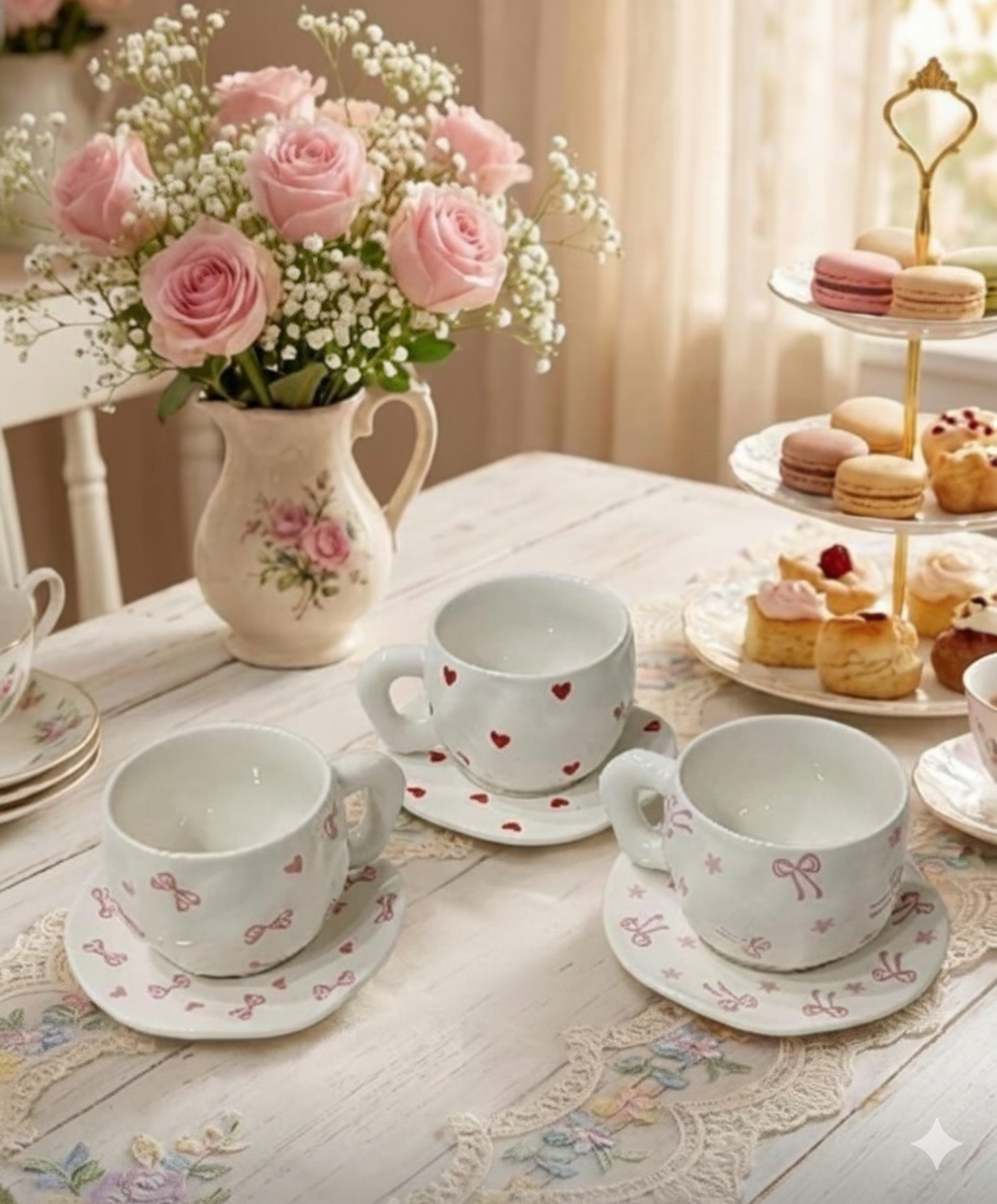 Heritage Ceramic Cup With Saucer, Morning Bliss Cup, 1Pc Home Exquisite Coffee Cup With Saucer