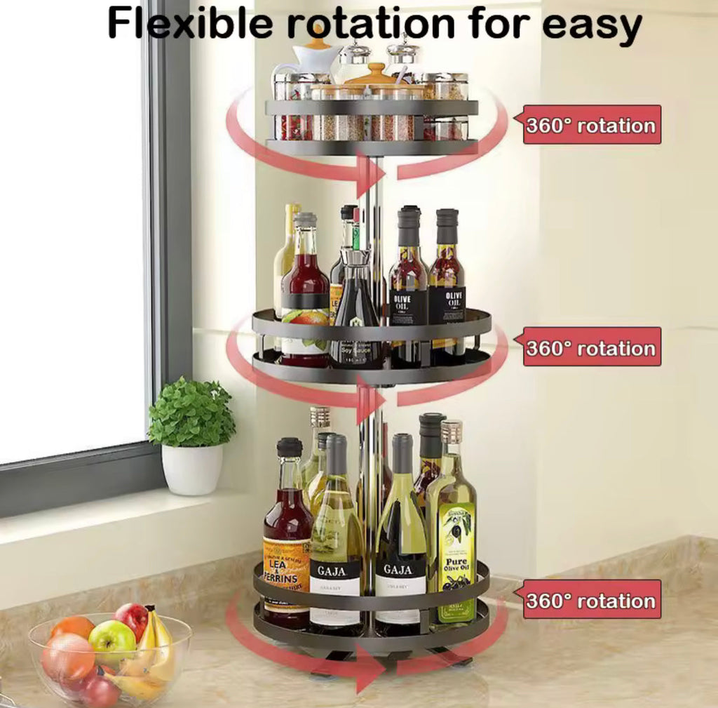Rotating Countertop Spice Rack, Multipurpose Seasoning Spice Tray, Rotatable Spice Bottle Shelf Organizer