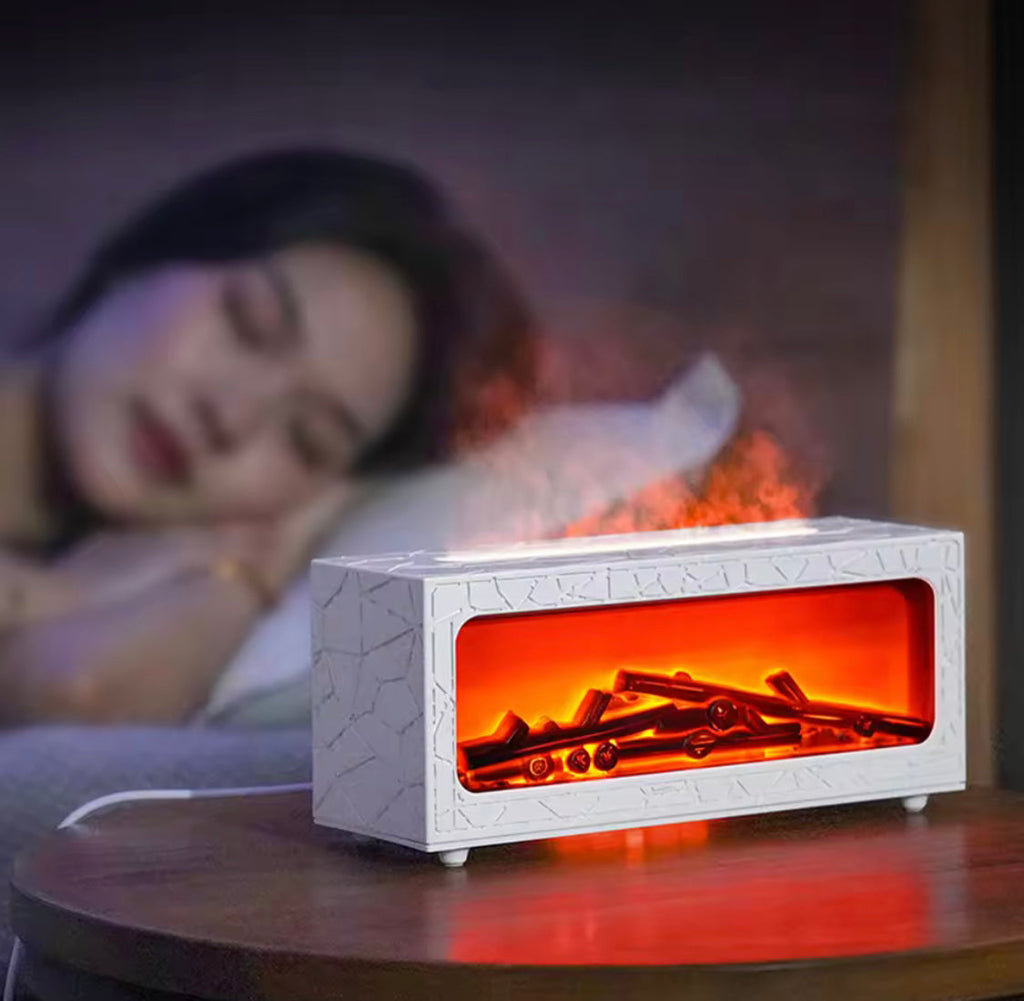 LED Fireplace Flame Diffuser, Colorful Flame Night Light Humidifier, Ultrasonic Mist Humidifier, Aroma Essential Oil Diffuser