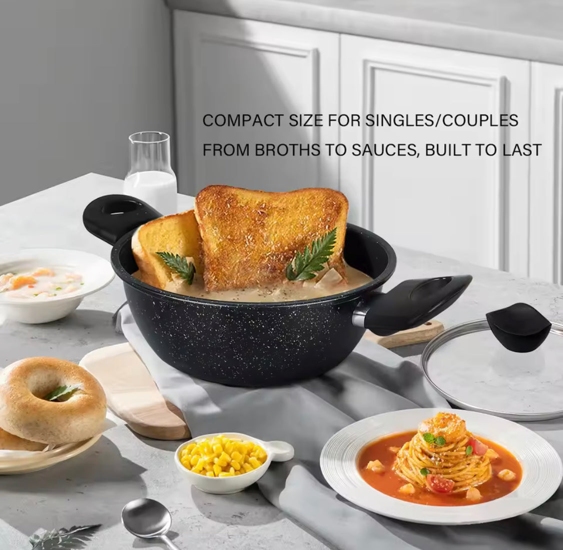 Non Stick Stockpot with Lid, Easy to Clean, Cooking Pot, Household Kitchen Cookware