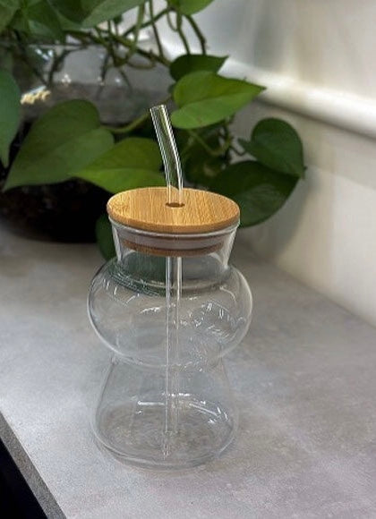 Fancy Coffee Cup With Straw, Boba Tea Glass, Fancy Beverage Container, Travel Glass Mug