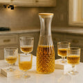 Diamond Cut 6pcs Glass Set With Jug, Crystal Design Beverage Serving Set, 6pcs Premium Glass Set With Jug