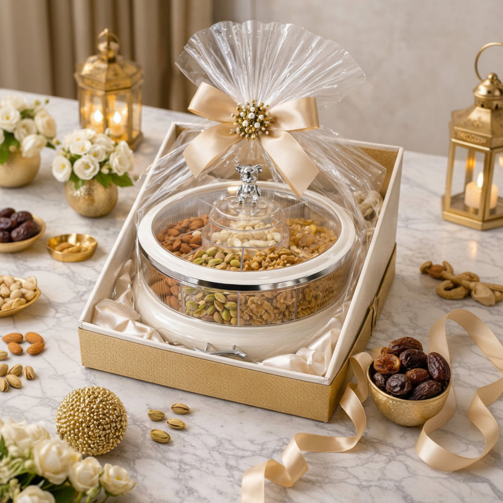 Bear Knob Dry Fruit Bowl, Nordic Style Candy Food Serving Tray, Snacks Organizer Box