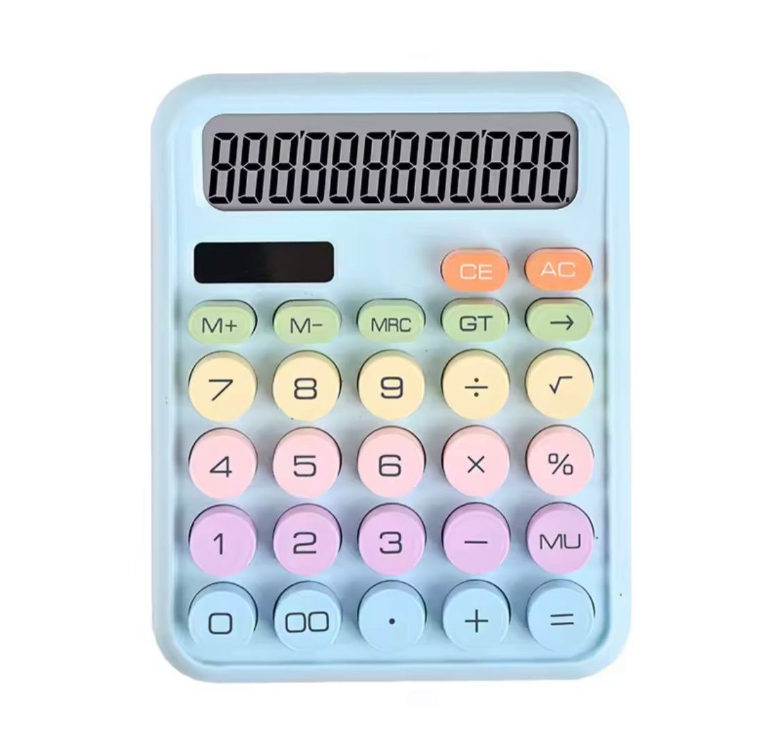 Big Buttons Large LCD Display Calculators, Cute 12 Digits Mechanical Switch Calculator, Kids LCD Display Calculator