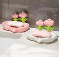 Tulip Shaped Floral Soap Box, Bathroom Decor Soap Holder With Drain Holes, Bathroom Kitchen Sink Countertop Soap Box