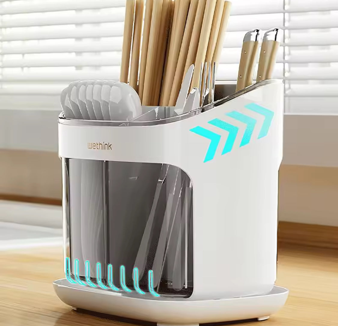Chopstick Holder With Drainage Tray, Kitchen Utensil Holder With Water Drain Tray, Spoon Fork Chopsticks Storage Rack, Countertop Spoon  Drainage Shelf