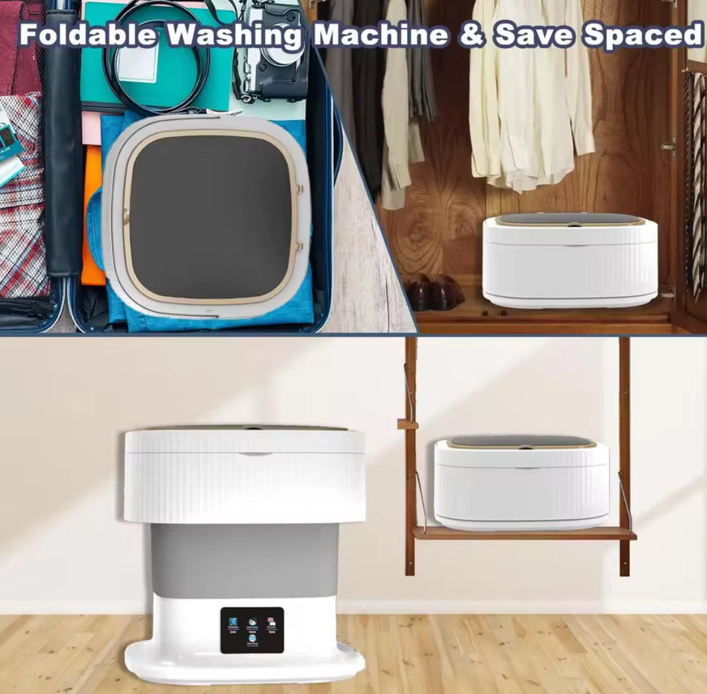 11L Collapsible Portable Washing Machine, Bucket Type Laundry Clothes Washer, Portable Turbo Washer For Travel, Lightweight Collapsible Bucket Washing Machine