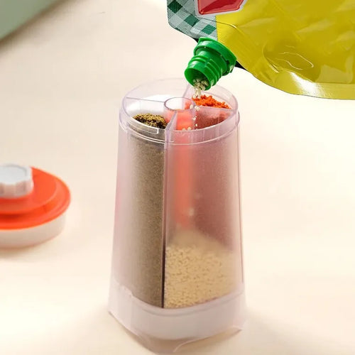 4 In 1 Rotating Spice Dispenser, Plastic Seasoning Container With Compartments, Portable Spice Container For Kitchen