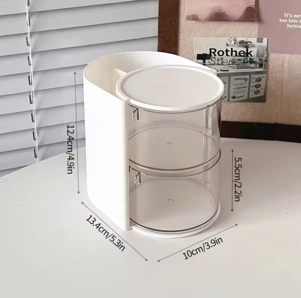 Smart Vanity Organizer, Rotating Makeup Storage Box, Mini Makeup Organizer, Dustproof Cosmetic Organizer