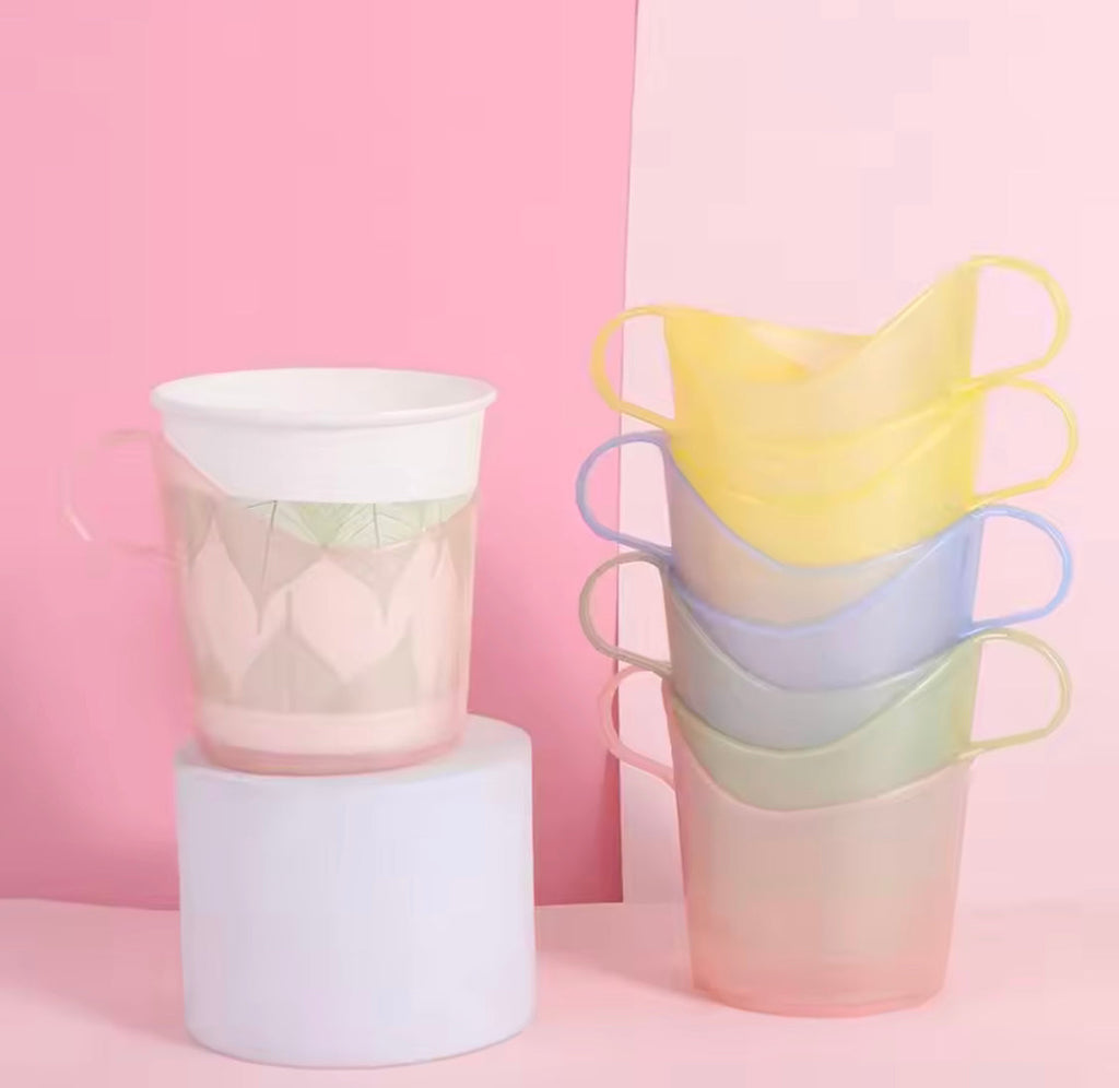 Set Of 6 Disposable Paper Cup Holder, Anti Scald Coffee Mug Holder, Heat Resistant Translucent Tea Cup Sleeve, Plastic Paper Cup Stand