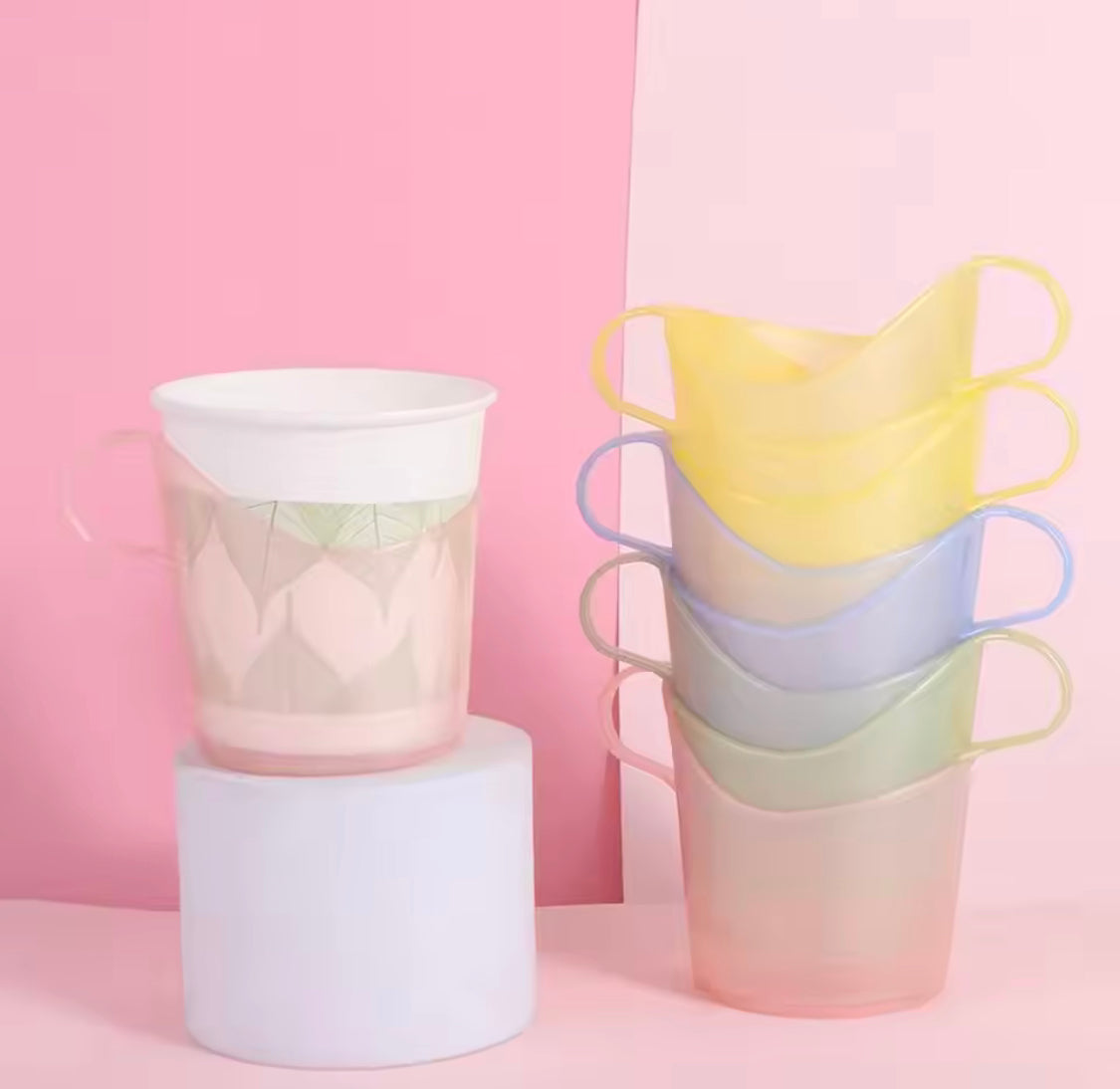 Set Of 6 Disposable Paper Cup Holder, Anti Scald Coffee Mug Holder, Heat Resistant Translucent Tea Cup Sleeve, Plastic Paper Cup Stand