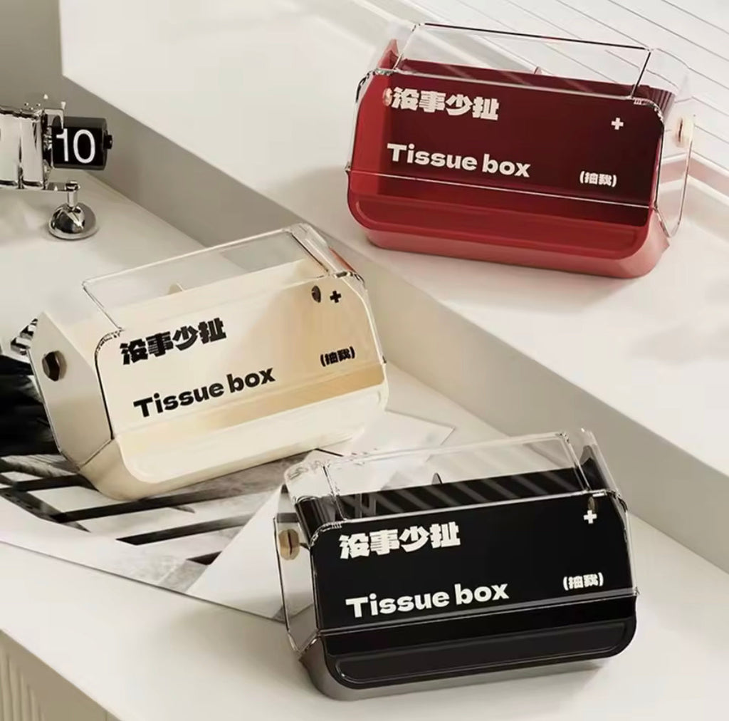 Durable Plastic Anti Slip Tissue Box, Decorative Tissue Case Holder, Desktop Tissue Holder With Compartments