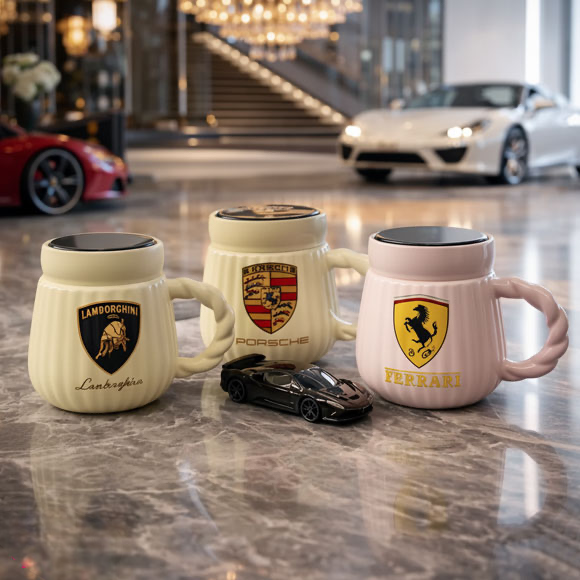 Ceramic Coffee Mug With Sports Car Logo, Ceramic Cup (1 Pc)