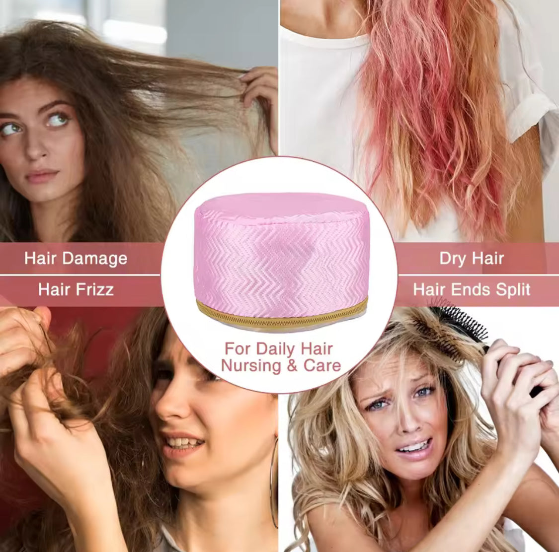 Electric Hair Steamer Cap, Thermal Hair Heating Hat, Self Heating Hair Treatment Cap, SPA Nourishing Hair Styling Care Cap