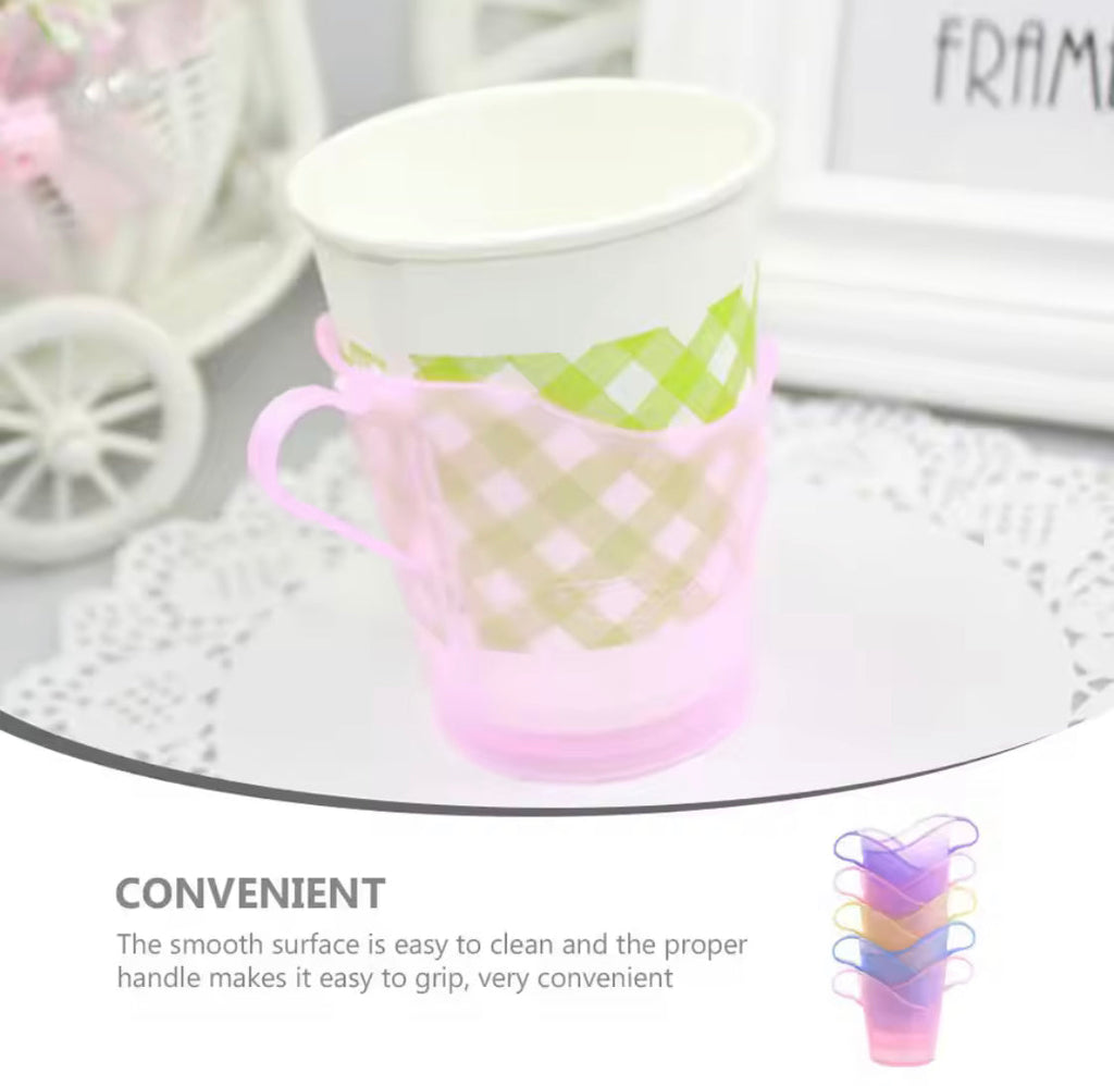 Set Of 6 Disposable Paper Cup Holder, Anti Scald Coffee Mug Holder, Heat Resistant Translucent Tea Cup Sleeve, Plastic Paper Cup Stand