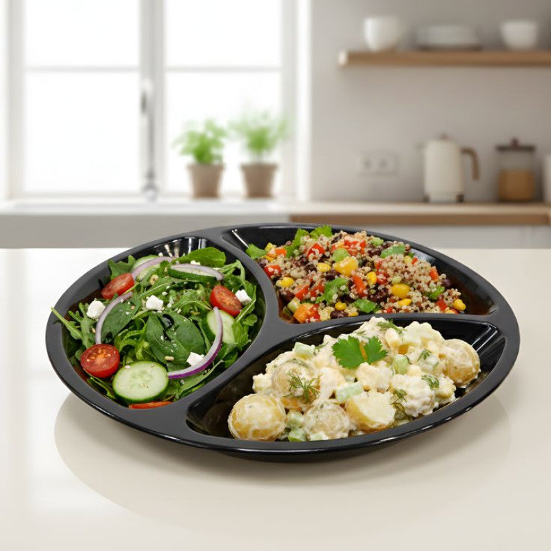 Multi Compartment Food Serving Plate, Smart 3 Section Meal Plate, Dining Serving Tray