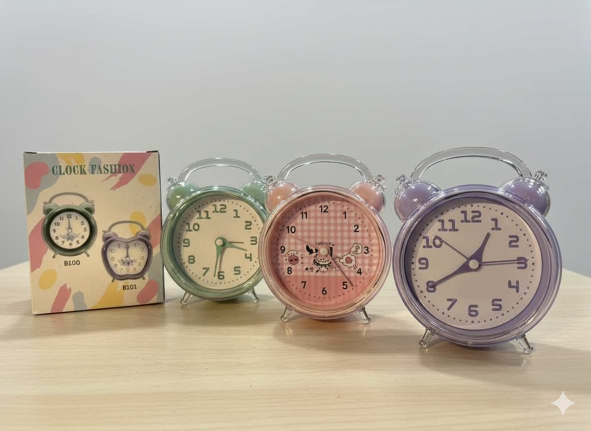 Cute Alarm Clock, Kids Twin Bell Alarm Clock, Analog Quartz Display Clock