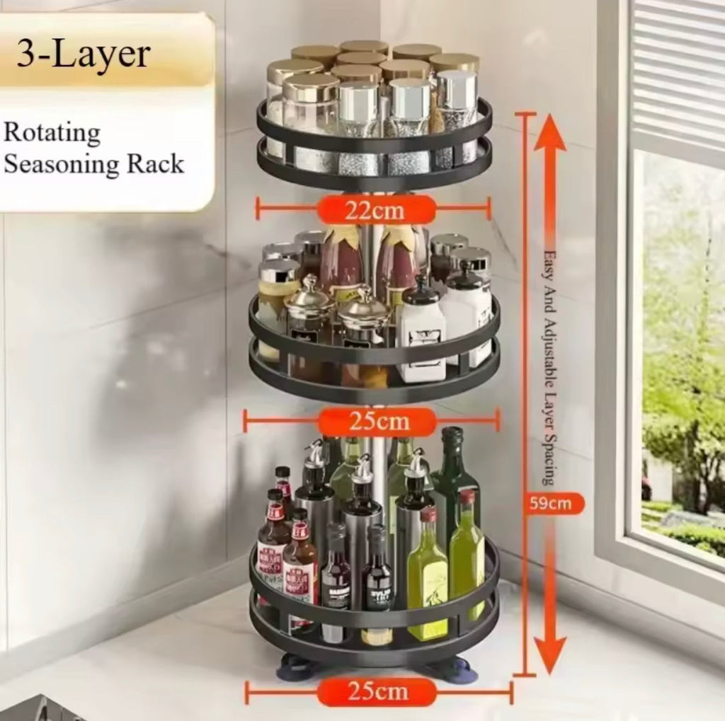 Rotating Countertop Spice Rack, Multipurpose Seasoning Spice Tray, Rotatable Spice Bottle Shelf Organizer