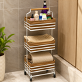 3 Tier Metal Storage Rack, Space Saver Utility Organizer, Kitchen And Bathroom Storage Trolley, Premium 3 Layer Storage Rack
