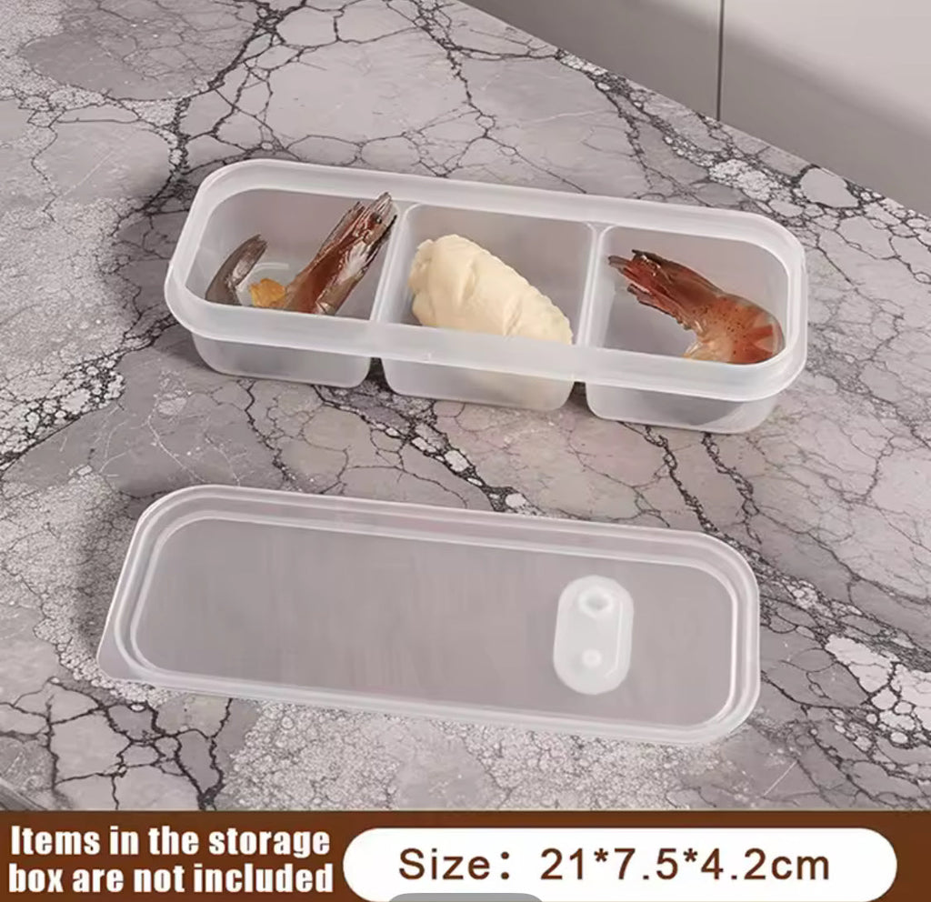 3 Compartments Meal Box With Lid, Rectangular Multi Grid Refrigerator Box, Transparent Plastic Sealing Box
