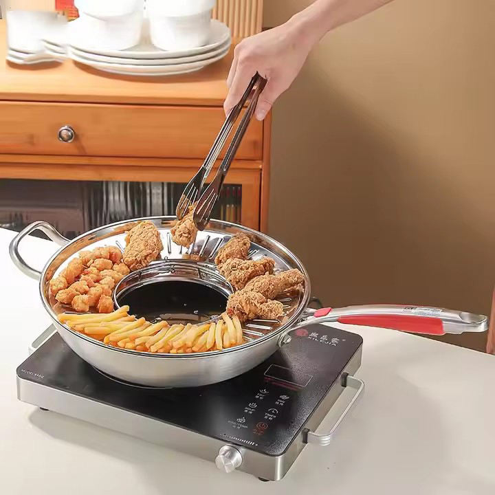 Frying Oil Filter Tray, Oil Drip Filter Colander, Fried Food Oil Draining Tray, Round Oil Filter Tray