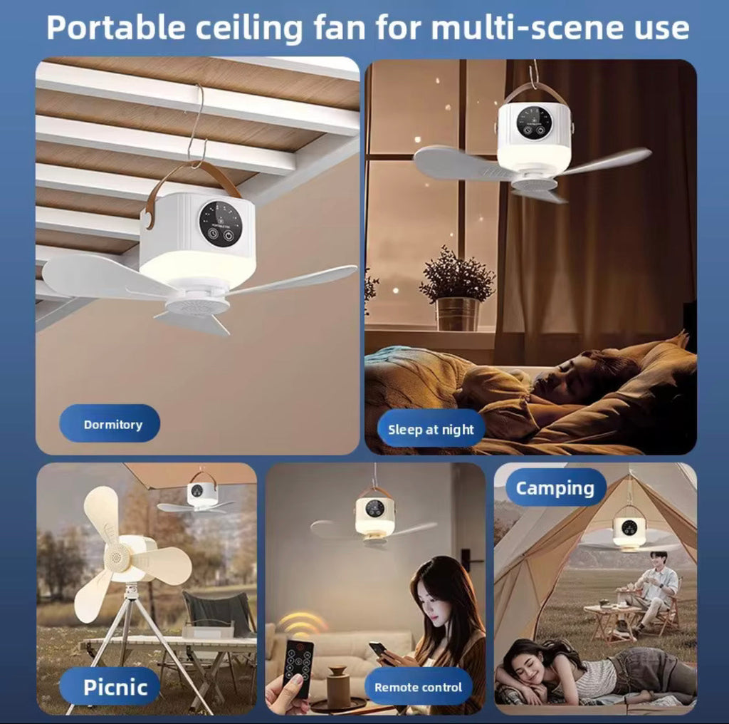 Rechargeable Wireless Ceiling Fan, Portable Hanging Ceiling Fan, Travel Outdoor Camping Fan, Small Portable USB Ceiling Fan