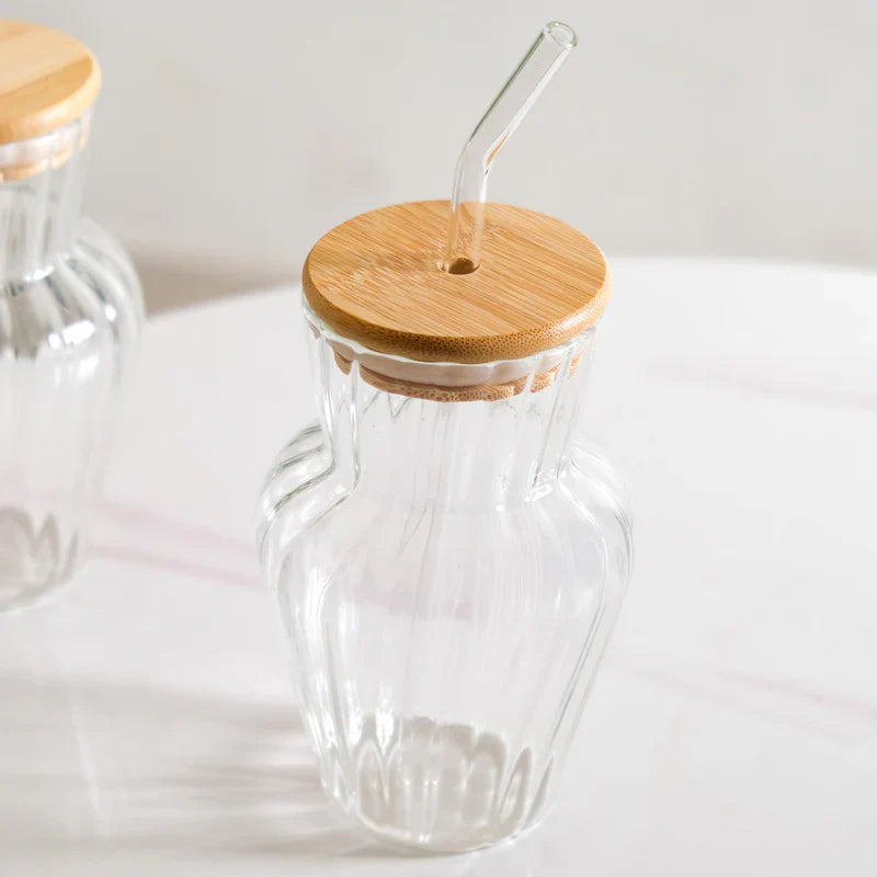 Milkshake Glass With Straw, Cold Coffee Glass Tumbler, Juice Glass Mug With Straw, Iced Coffee Mug With Straw