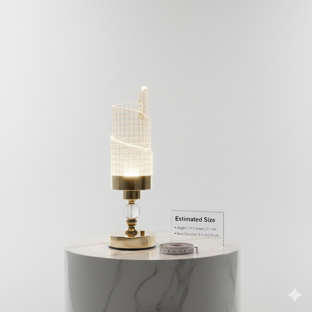 Luxury Crystal Bedroom Beside Lamp, Crystal Glow Table Lamp,
Luminous Spiral Crystal Lamp, Modern Crystal Desk Lamp
Gold Base Crystal Table Lamp