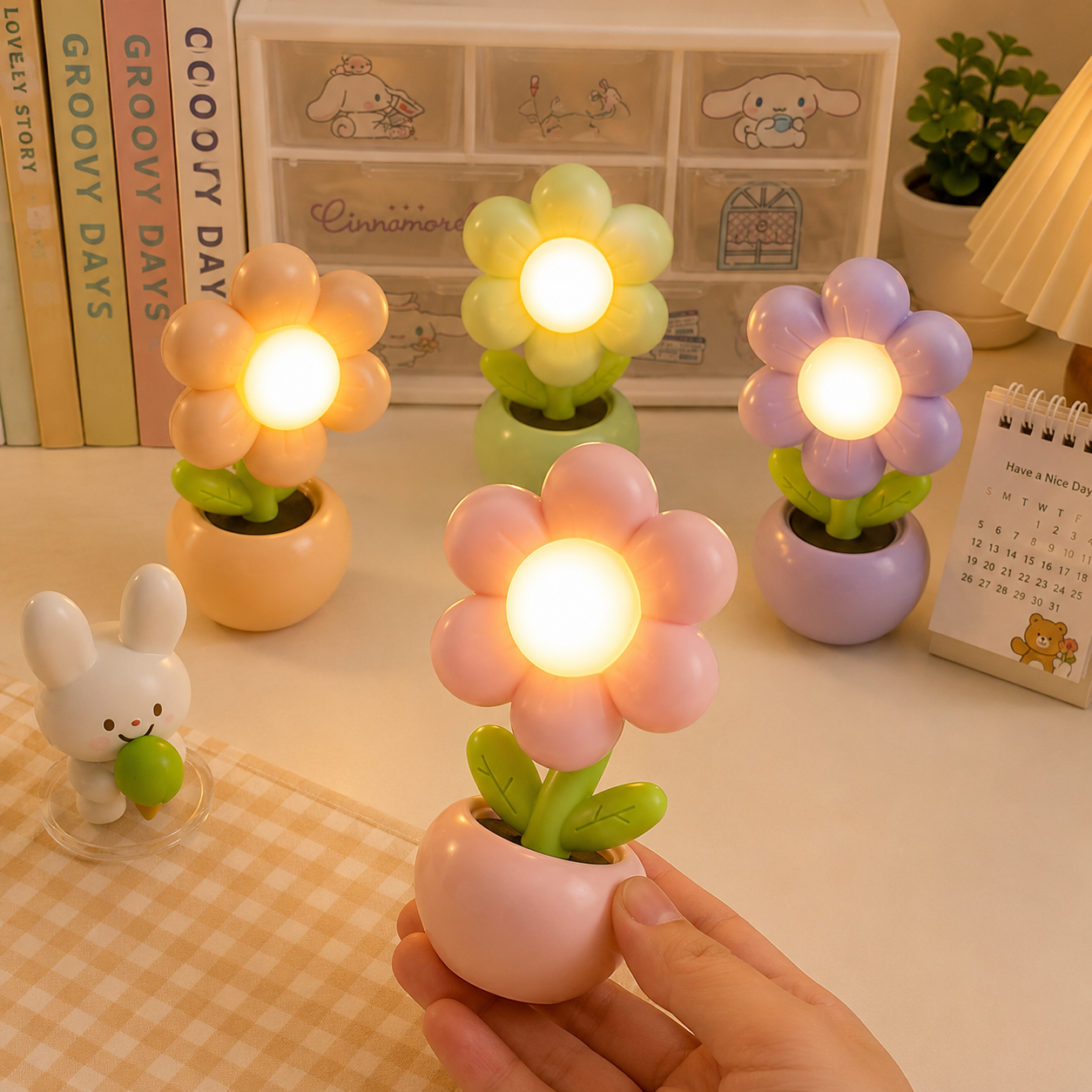 Cute LED Mini Flower Lamp, Flower Beam Desk Lamp, Petal Glow LED Night Lamp, Cute Mini Flower Desk Lamp